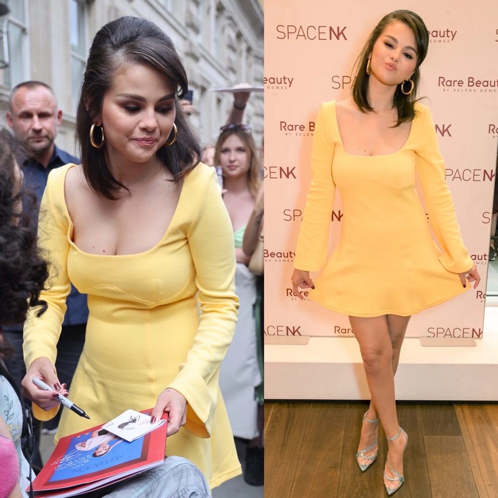 NWT Victor Glemaud Babydoll Empire Waist Bell Sleeve Dress ASO Selena Gomez